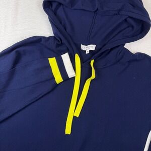 J. Society Navy Blue Yellow Stripe Knit Hoodie Sweater Womens M